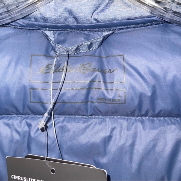 NWT Eddie Bauer Women Vest Blue Down Quilted Puffer Vest Size L - Picture 7 of 7